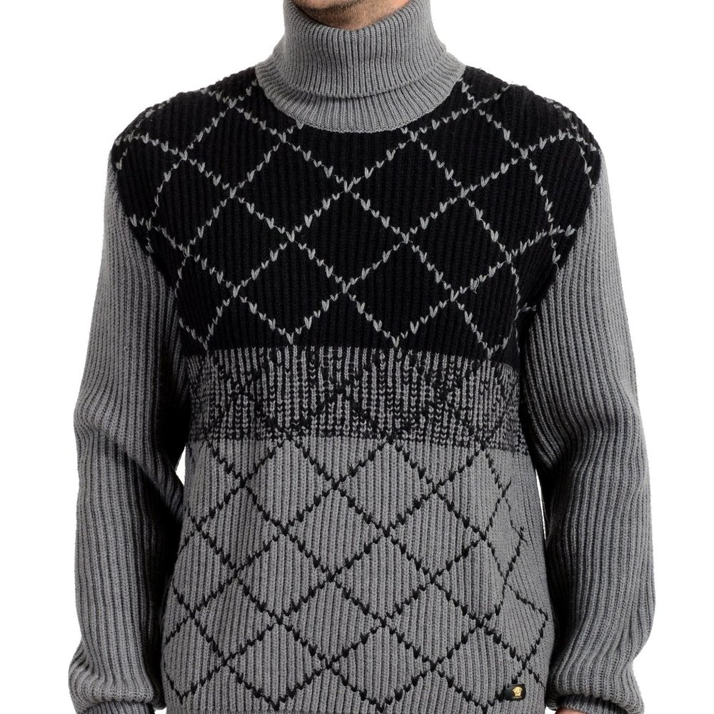 Versace Mens 100% Wool Turtleneck Pullover Sweater